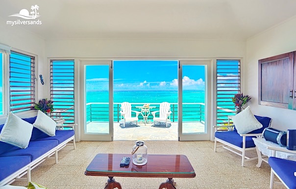 living room with sea view