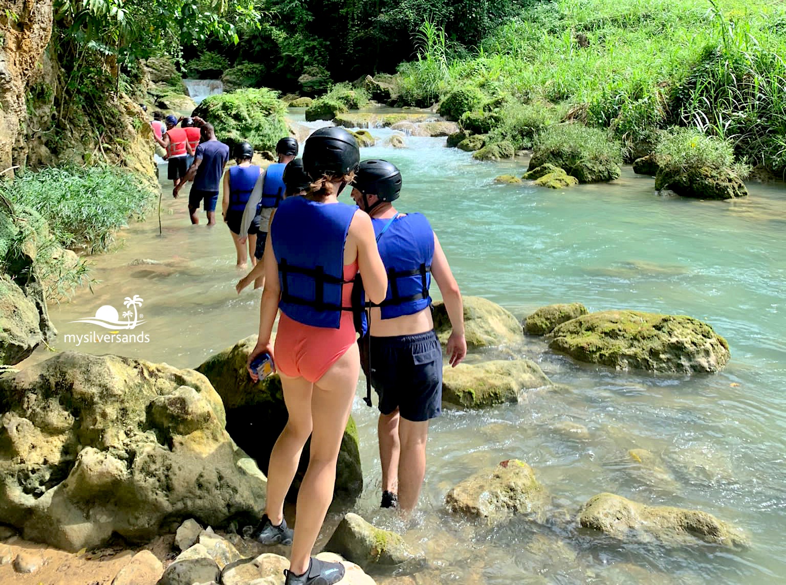 river rapids - walking along the river bank