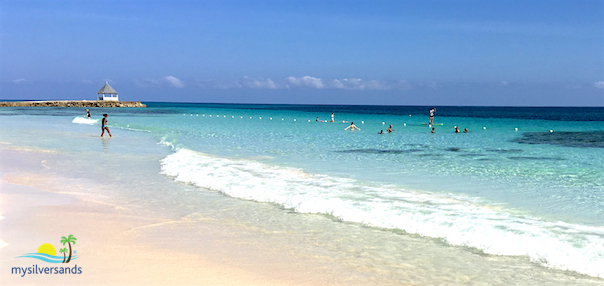 swimming at the silver sands beach in jamaica