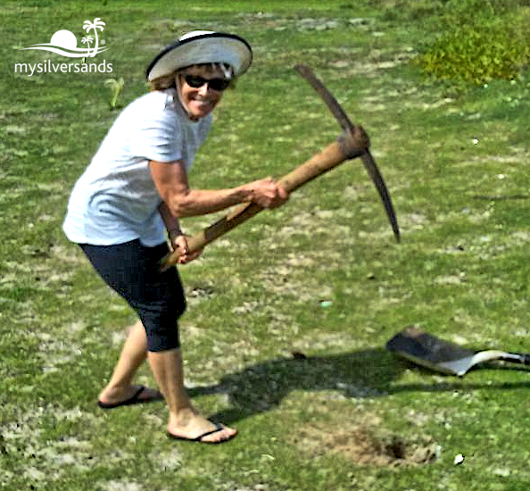 woman with pickaxe