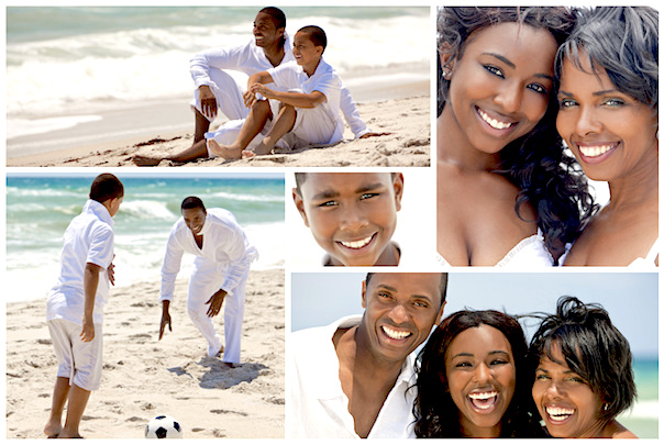 family people on beach