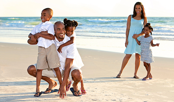 family on the beach