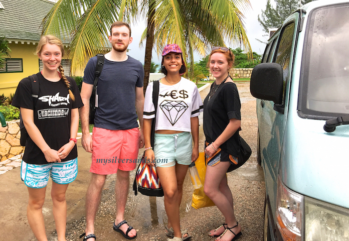 group of friends getting ready to board the bus for tours