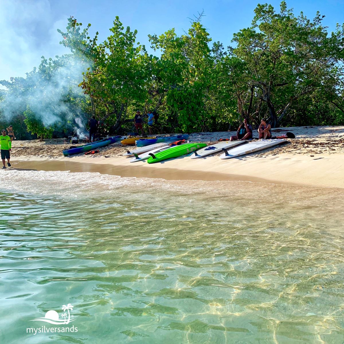 paddle boards on the beach