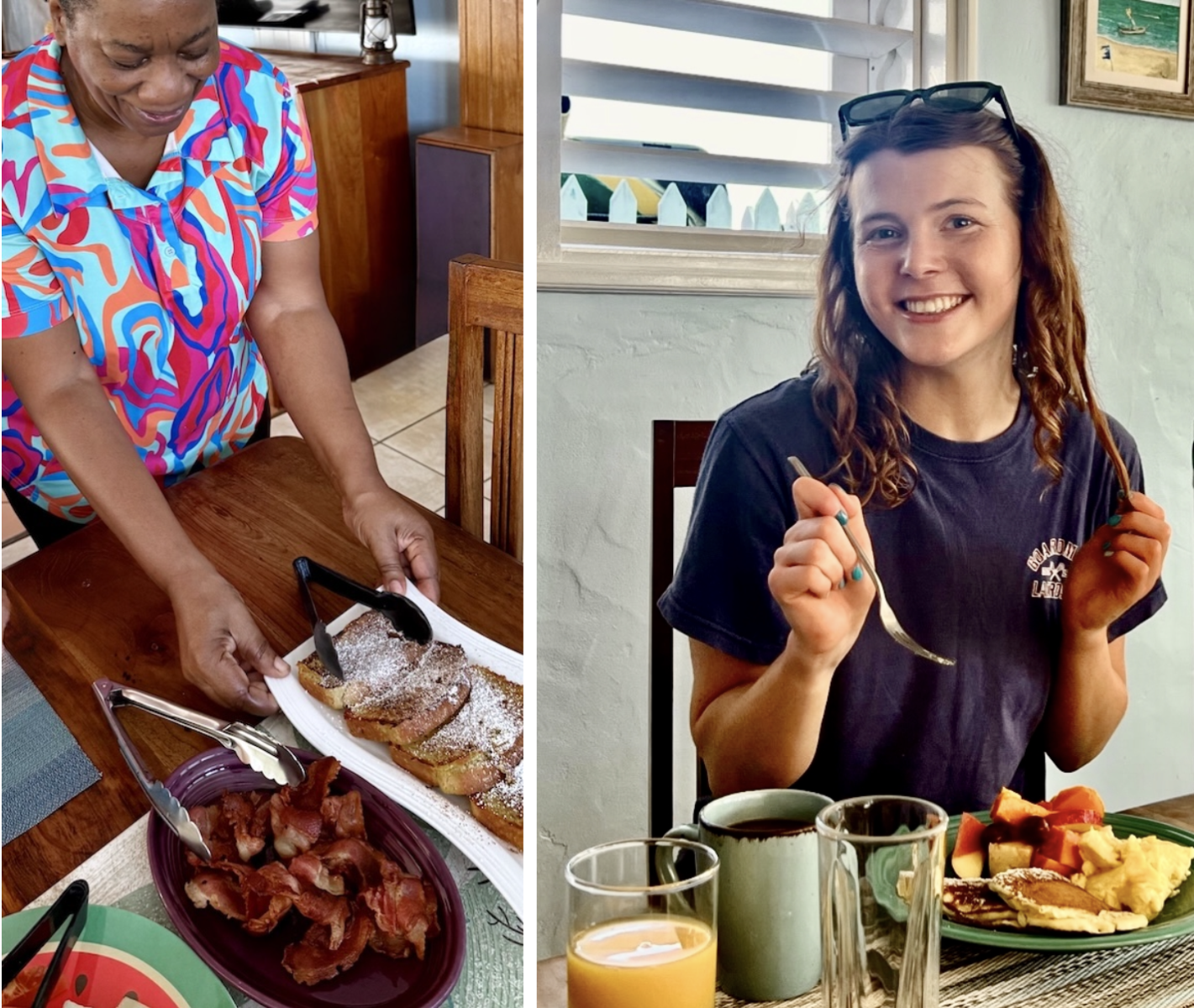 cook and guest at breakfast