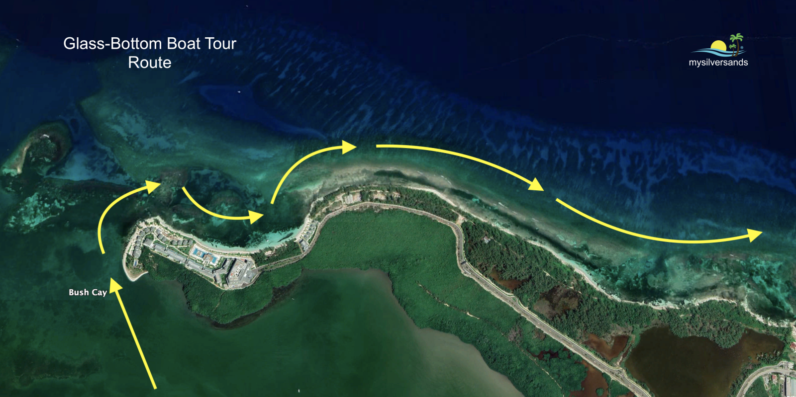 route of the glass-bottom boat tour