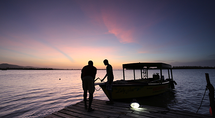 sunset at the luminous lagoon