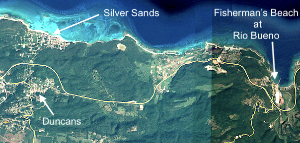 map showing route from silver sands to rio bueno