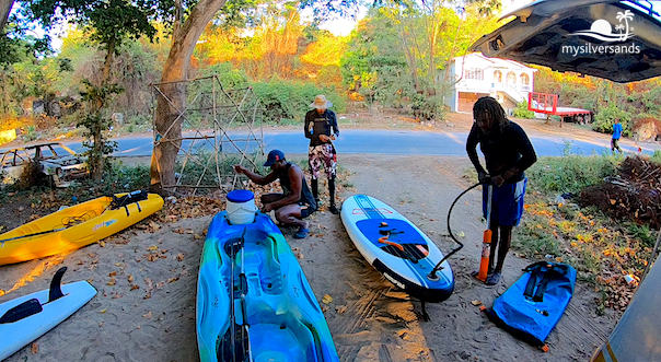 getting the equipment ready at the fisherman's beach in rio bueno