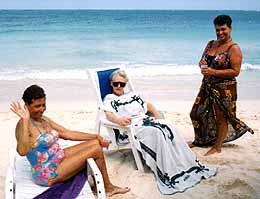 Relaxing on the Silver Sands beach.