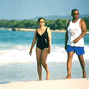 Taking a walking on the Silver Sands beach.