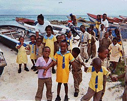 School children on the Jacob Taylor Beach at Silve