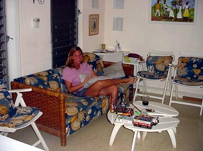 Lauren, relaxing in the Entertainment Room at Oh B