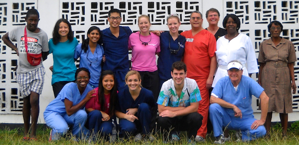 students and staff at long pond clinic for vcu school of dentistry visit 2012