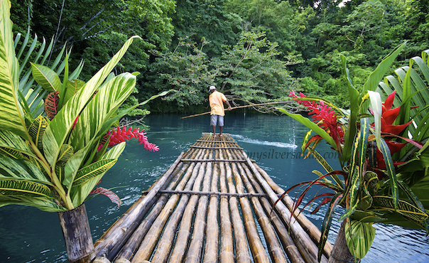 rafting on the blue lagoon in port antonio, portland near san san