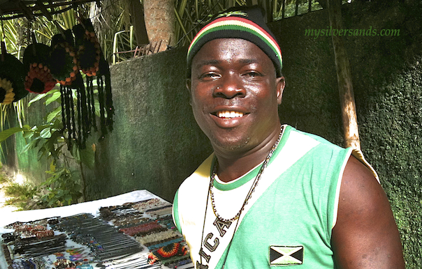 ringo at his craft stall at blue lagoon in port antonio jamaica