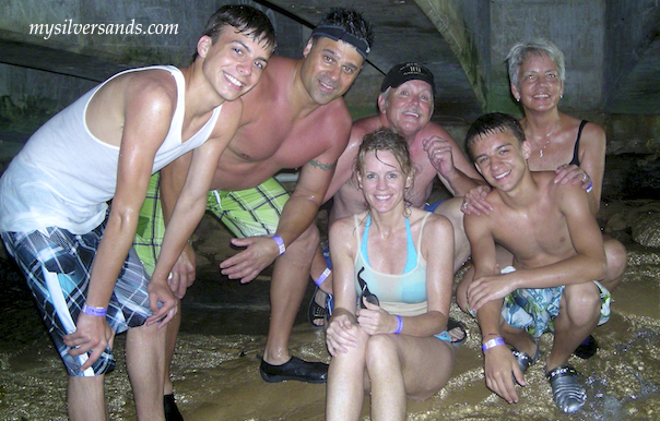 watkins party in the tunnel under the road at dunns river falls in ocho rios jamaica