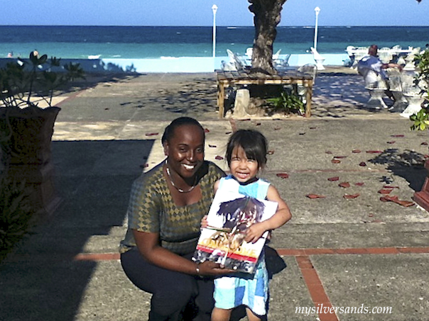 arlene with little girl on silver sands patio