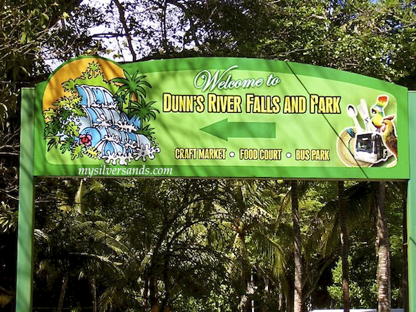 sign for dunn''s river falls in jamaica