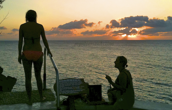 thinking about jumping off the cliff at Rick's Cafe' Negril Jamaica