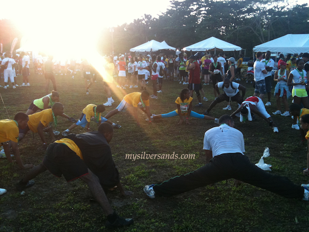 stretching at celebration party reggae marathon 2010 negril jamaica