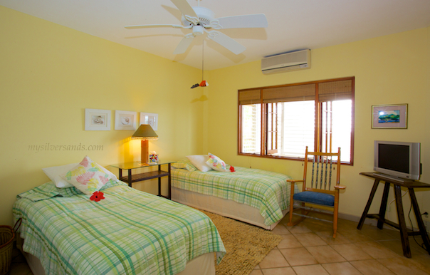bedroom 4 of rockhill villa is furnished with twin beds