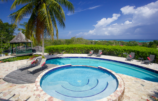 the wading pool spills over into the lap pool at rockhillvilla in silversands jamaica