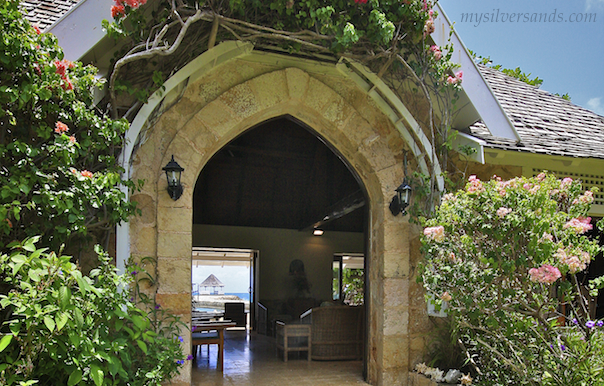 cutstone entrance to rum jetty cottage in silver sands villas in jamaica