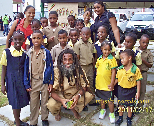 school children on class outing to see the cruise ship in falmouth jamaica