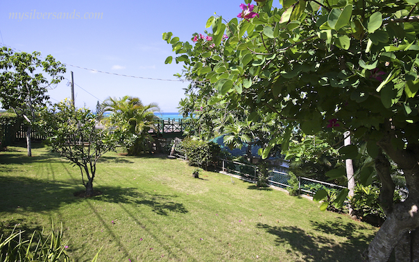 back garden at seashell cottage in silver sands jamaica