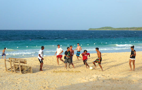 football at silver sands jamaica on the beach