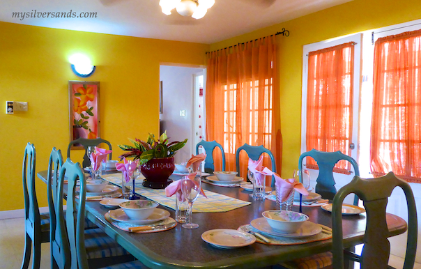 dining table at valhalla in silver sands jamaica villas